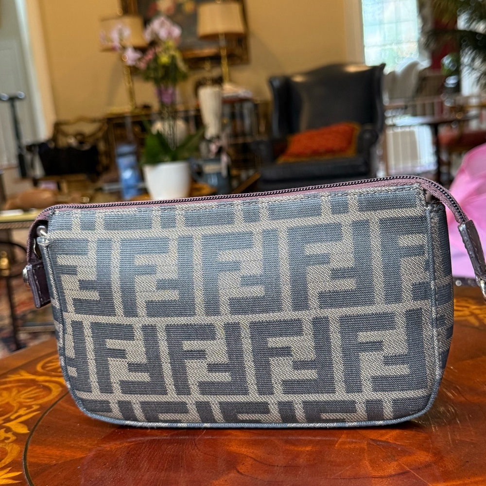Fendi Zucca Canvas Brown FF Zip Pouch MSRP $1395 - Picture 2 of 12